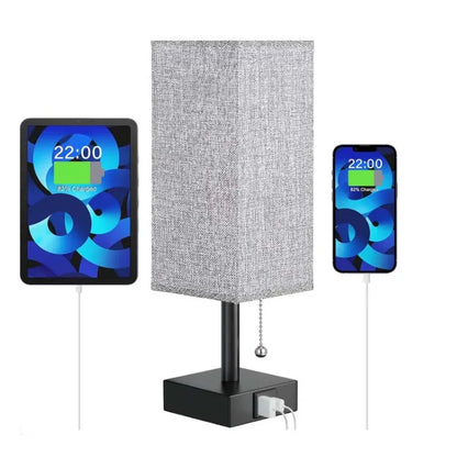 Linen 90 square desk lamp zipper switch three color temperature variable light A+C USB charging - Shello's Creative Boutique