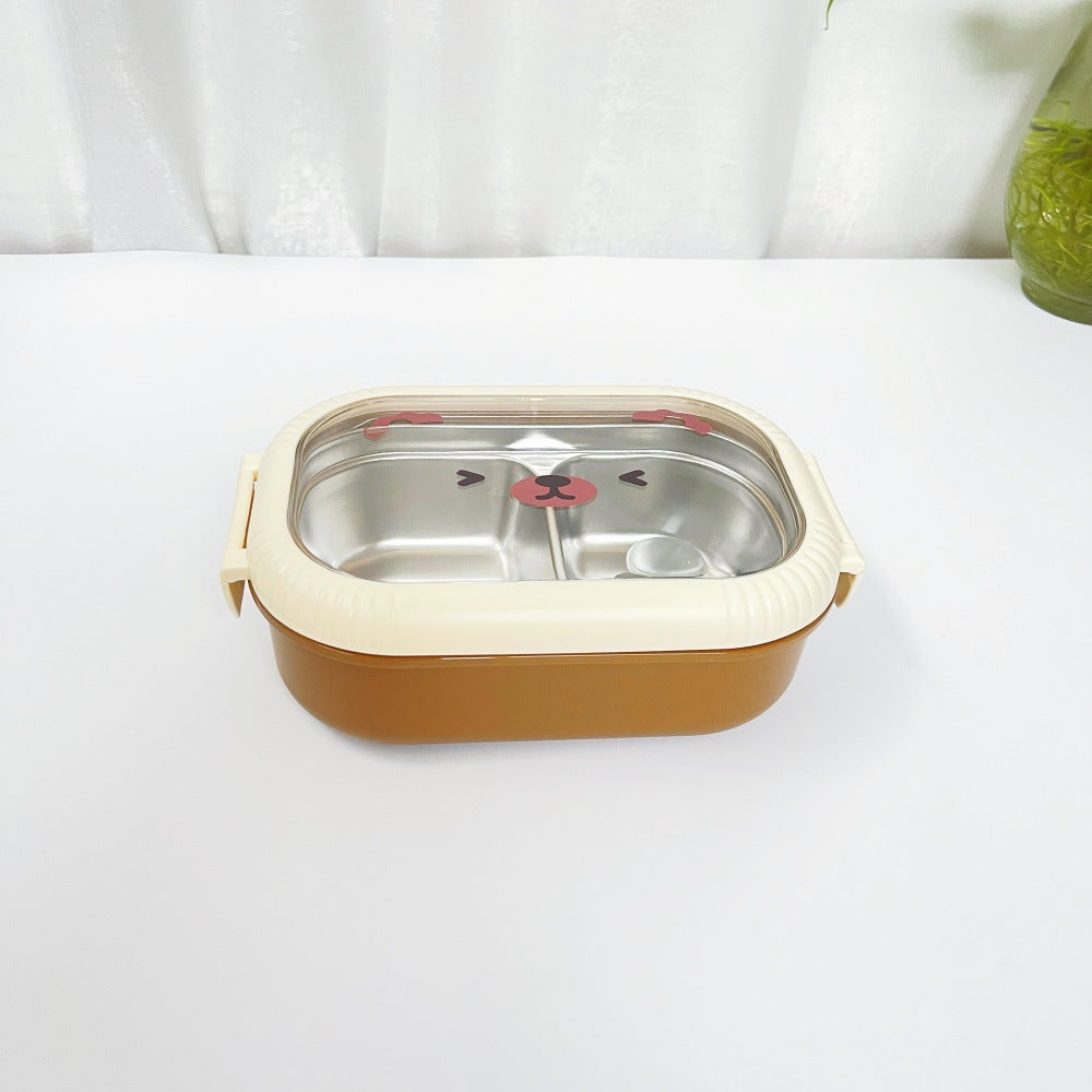 Cartoon cute bear stainless steel portable compartment lunch box with lid eprolo