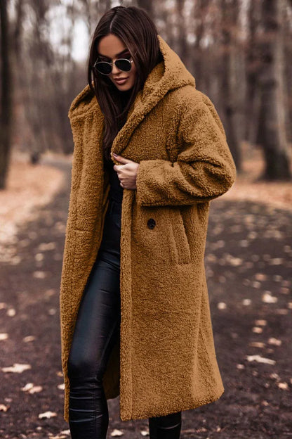 Winter Fashion Long Coat Net Color Long Sleeve Tweed Women's Jacket - Shello's Creative Boutique