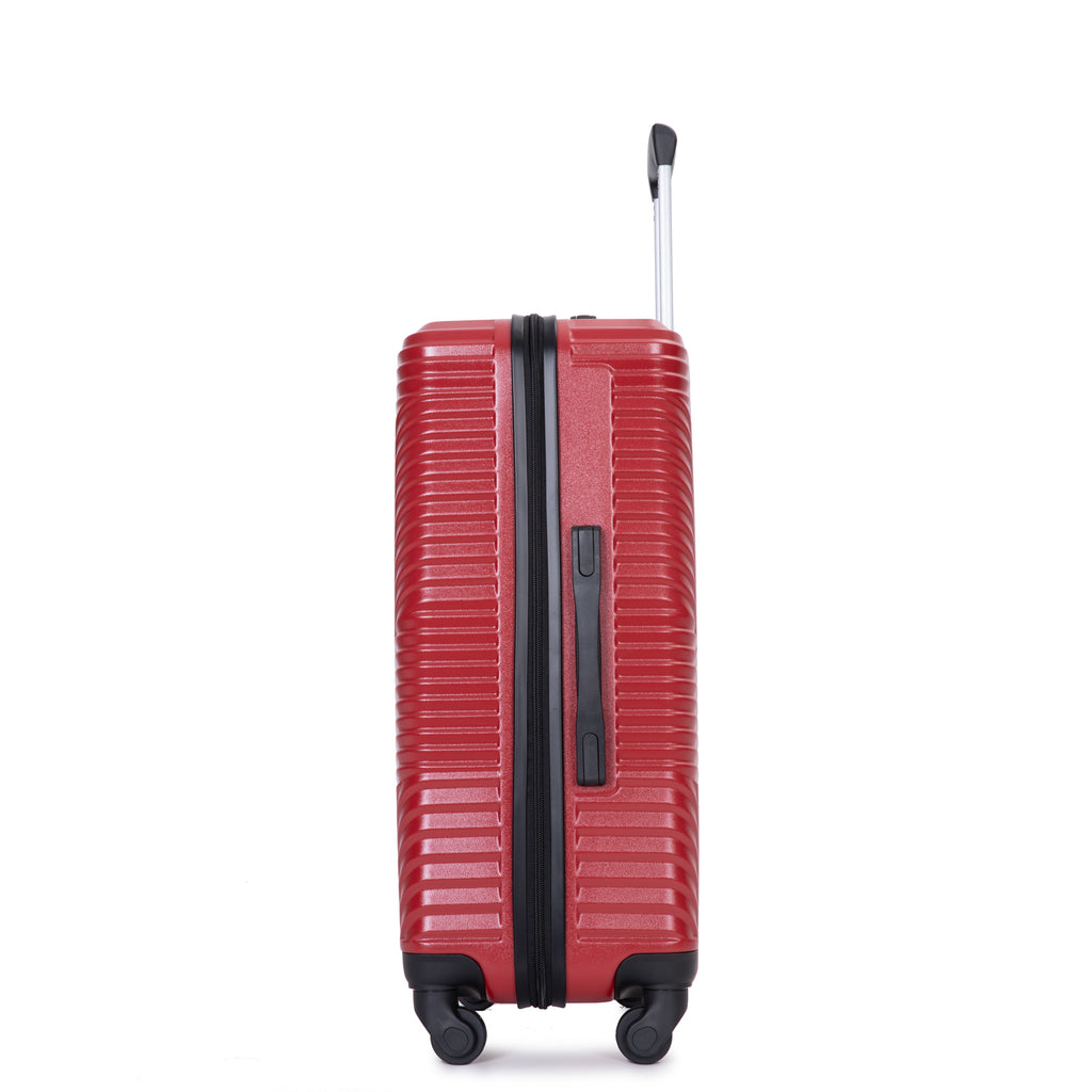 3 Piece Luggage Sets PC+ABS Lightweight Suitcase with Two Hooks Spinner Wheels (20/24/28) Red eprolo