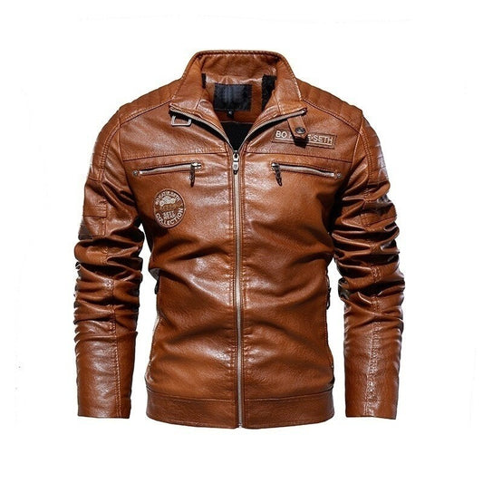 Men Leather Jacket Autumn Zipper Long Sleeve High Quality Motorcycle Jacket Coat Winter Turn Down Collar Plus Size Male Coat eprolo