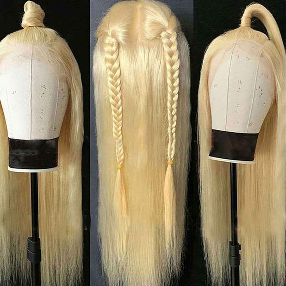 European and American Women's Wig Front Lace Wig Female 613 # Long Straight Hair