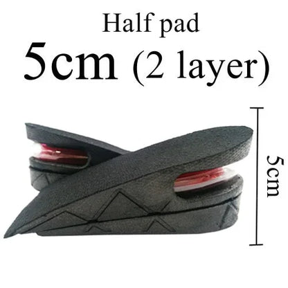 3-7.5cm Invisible Height Increase Insole Cushion Height Lift Adjustable Cut Shoe Heel Insert Taller Support Absorbant Foot Pad - Shello's Creative Boutique