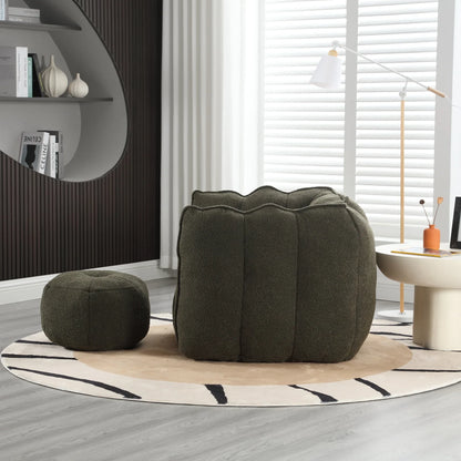 Soft Bean Bag Chair with High Resilient Foam Comfortable Square Lazy Sofa with Footstool - Shello's Creative Boutique