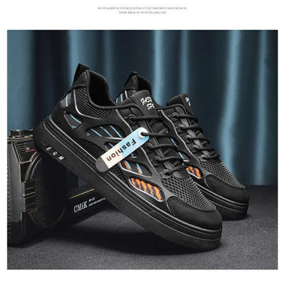 Breathable mesh shoes men's small white shoes thick soled sports and leisure board shoes - Shello's Creative Boutique