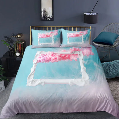 3D Pink Heart Cloud Bedding Set - Girls Bedroom Duvet Cover & Pillowcases - Shello's Creative Boutique
