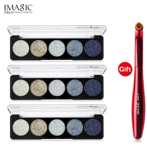 IMAGIC Glitter Eye Shadow Palette Buy 3 Get 1 Gift 3pcs/set 5 Colors Glitters - Shello's Creative Boutique