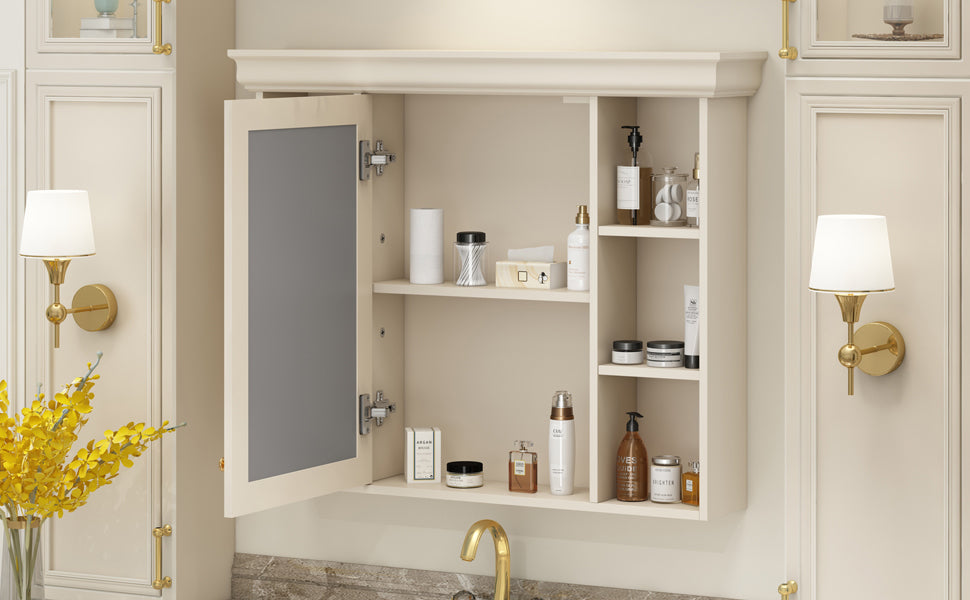 35'' x 28'' Blue Wall Mounted Bathroom Storage Cabinet with Mirror Door, Modern Bathroom Wall Cabinet with Mirror eprolo