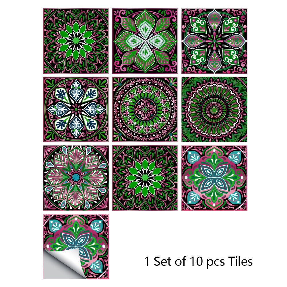 10 Piece Set Of Datura Mosaic Small Flower Imitation Ceramic Tile Sticker For Home Renovation Kitchen And Bathroom Decoration Self-Adhesive Wall Sticker