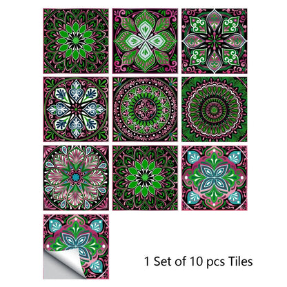10 Piece Set Of Datura Mosaic Small Flower Imitation Ceramic Tile Wall Sticker - Shello's Creative Boutique