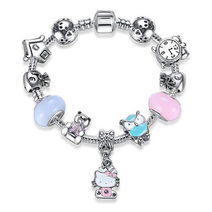 925 Silver Kitty Cat Charm Bracelet Fit Original Bracelet Bangle Murano Glass Beads Bracelet for Women Girls Kids DIY Jewelry - Shello's Creative Boutique