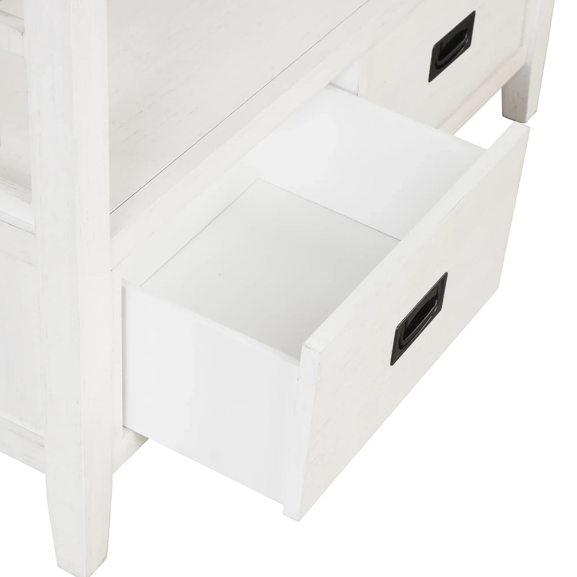36'' Farmhouse Pine Wood Console Table Entry Sofa Table with 4 Drawers & 1 Storage Shelf (Antique White) - Shello's Creative Boutique