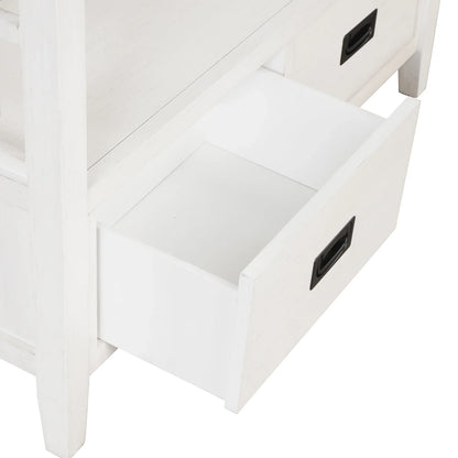 36'' Farmhouse Pine Wood Console Table Entry Sofa Table with 4 Drawers & 1 Storage Shelf (Antique White) - Shello's Creative Boutique