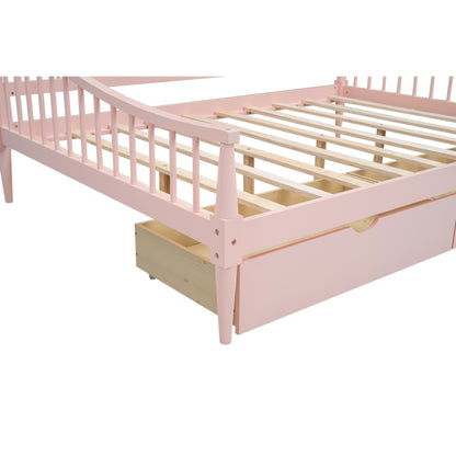 Full Size Daybed with Two Storage Drawers and Support Legs Pink Shello Creative Boutique