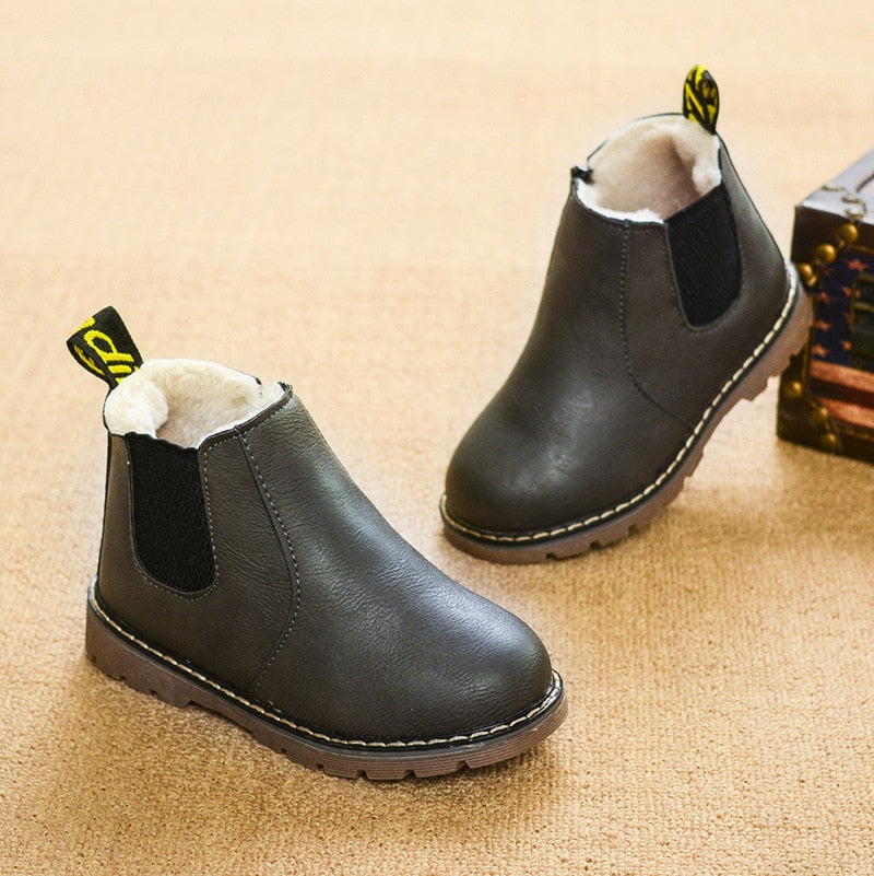 limited Winter Rain Boots Short Boots Big Boy Children's Shoes Boys Short Boots England Leather shoes Girls Boot New botas eprolo