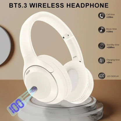 Wireless Bluetooth headset with battery display long battery life and foldable design - Shello's Creative Boutique