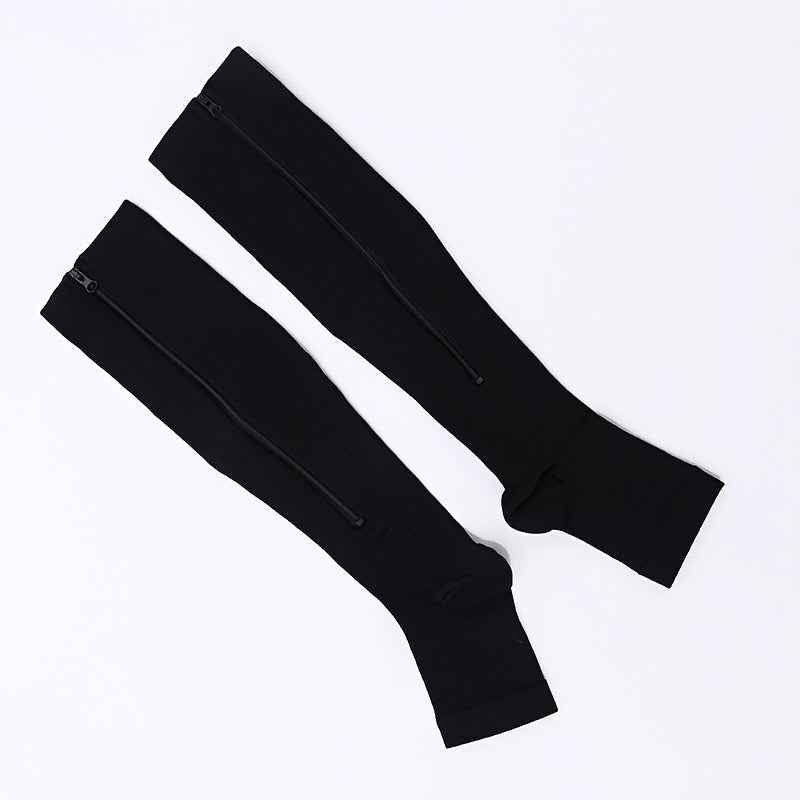 Toe Freedom Compression Socks - Comfortable, Breathable, and Quick-Drying for All-Day Wear, Sports, and Fitness - Polyester Knit Fabric, Side Zipper, and Toeless Design