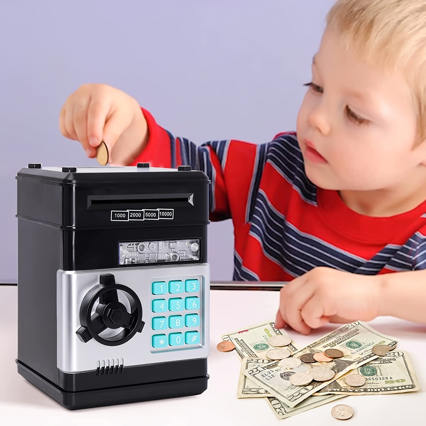 Kids ATM Piggy Bank with Password - Electronic Money Box with Auto Coin Slot