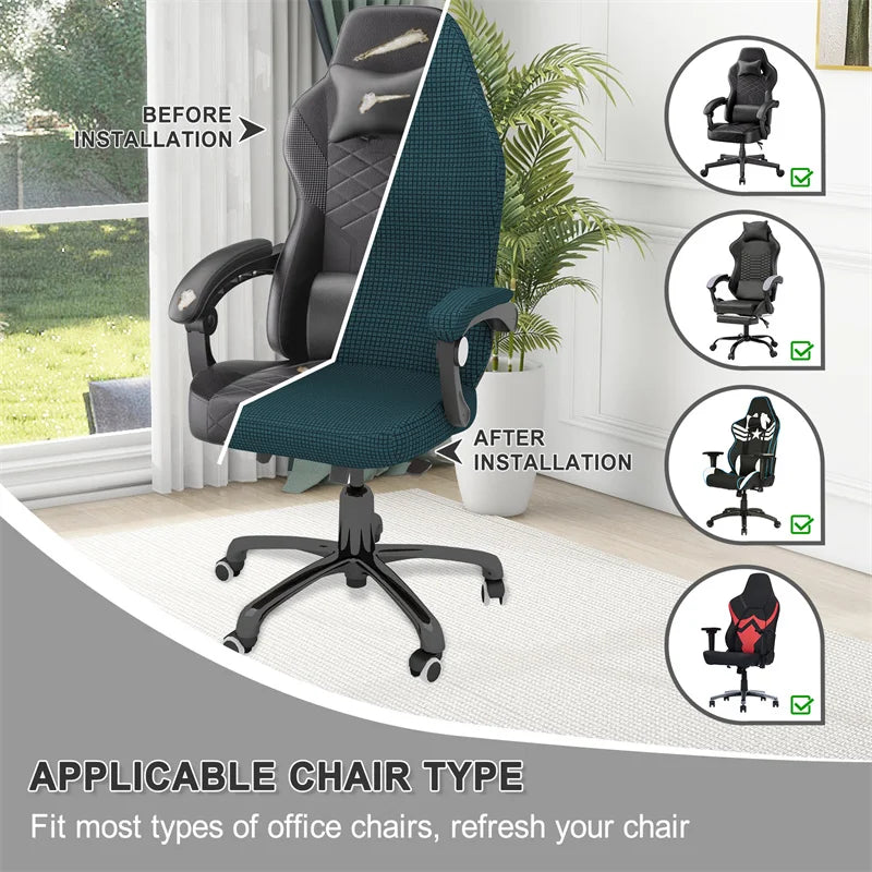4pcs/set Gaming Chair Cover with Armrest Polar Fleece Water Repellent Office Seat Cover for Computer Armchair Dust-proof Home eprolo