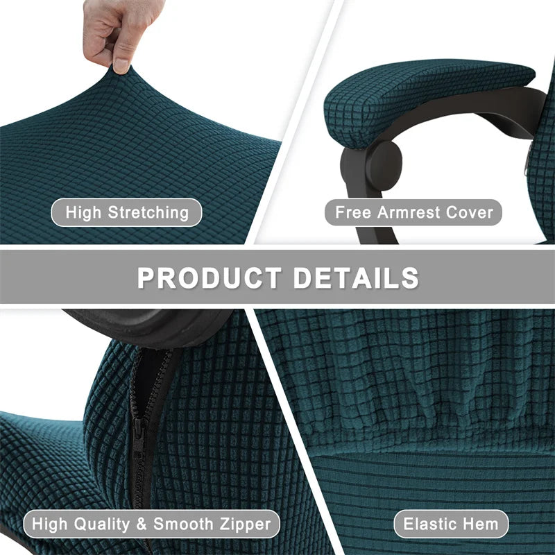 4pcs/set Gaming Chair Cover with Armrest Polar Fleece Water Repellent Office Seat Cover for Computer Armchair Dust-proof Home eprolo