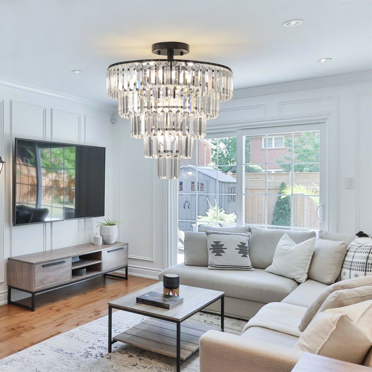 Black large crystal chandelier, modern style chandelier, dining room, living room, bedroom eprolo
