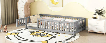 Twin Size Floor Bed with Safety Guardrails & Door – Secure, Stylish, and Fun - Shello's Creative Boutique