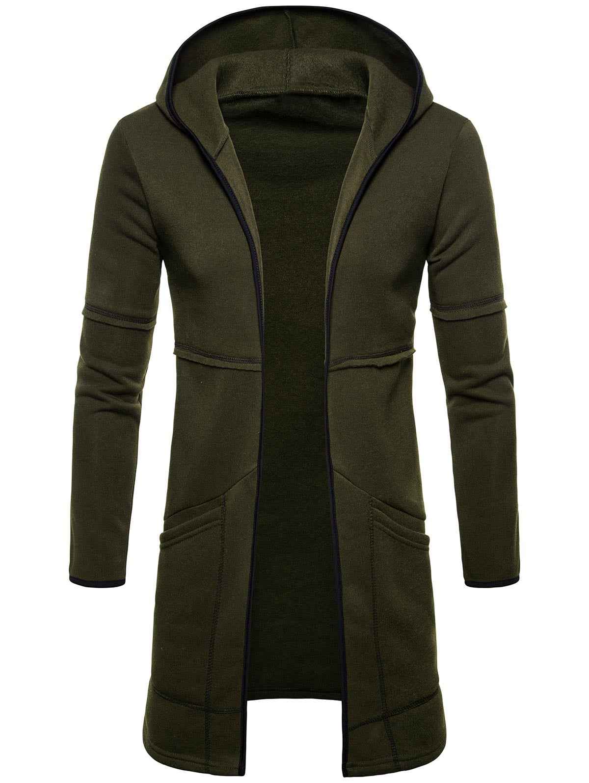 Open Front Long Sleeve Longline Hoodie