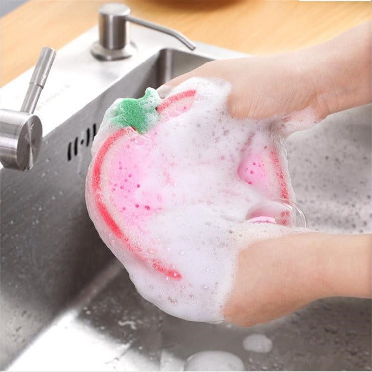 Thickened fruit sponge cleaning wipe large absorbent kitchen dishwashing scouring pad styling pot brush eprolo