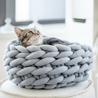 Braided Dog Bed - Soft Warming Pet Nest with Cave Design (4 Sizes)