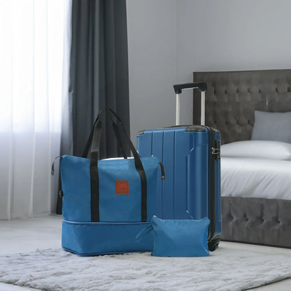 Hardshell Luggage Sets 3 Piece Carry-on Suitcases with Wheels, TSA Lock for Men Women, Blue (20in) - Shello's Creative Boutique