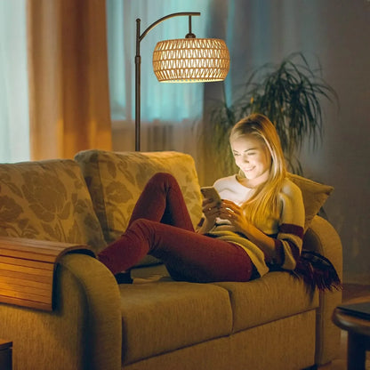 Arc Floor Lamp – Stylish Boho Lighting with Smart Features - Shello's Creative Boutique