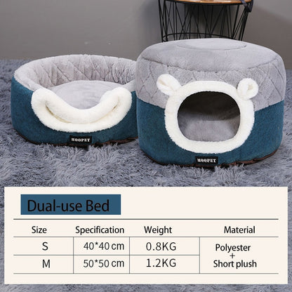 HOOPET Winter Plush Pet Bed - Cozy Nest for Cats & Small Dogs