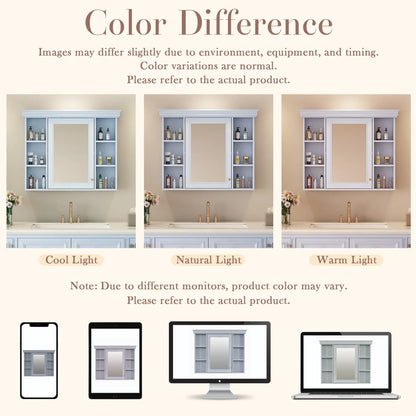 35'' x 28'' Blue Wall Mounted Bathroom Storage Cabinet with Mirror Door, Modern Bathroom Wall Cabinet with Mirror - Shello's Creative Boutique