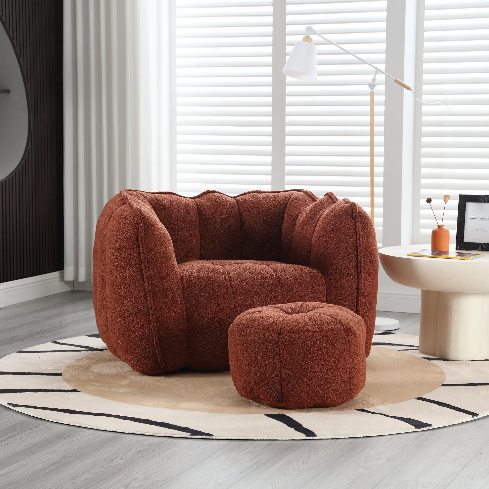Soft Bean Bag Chair with High Resilient Foam(Chips)for living room and bedroom Comfortable Square Lazy Sofa with  Footstool eprolo