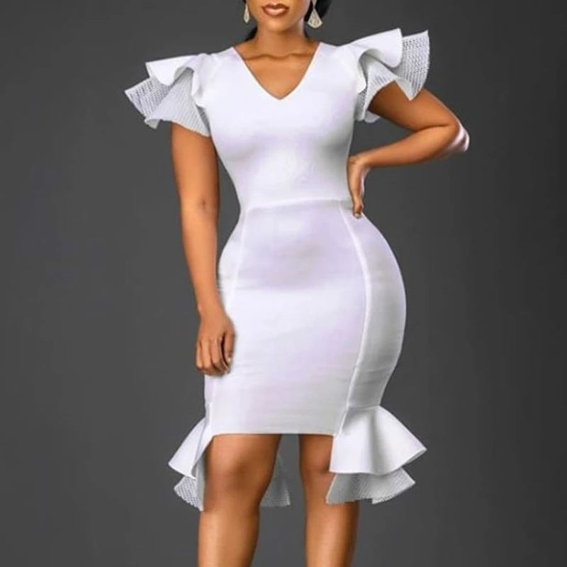 Plus Size White Evening Gown - Elegant Party Dress - Shello's Creative Boutique