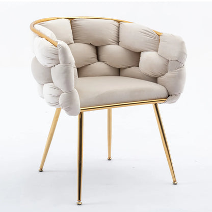 Luxury modern simple leisure velvet single sofa chair bedroom manicure table back chair beige - Shello's Creative Boutique