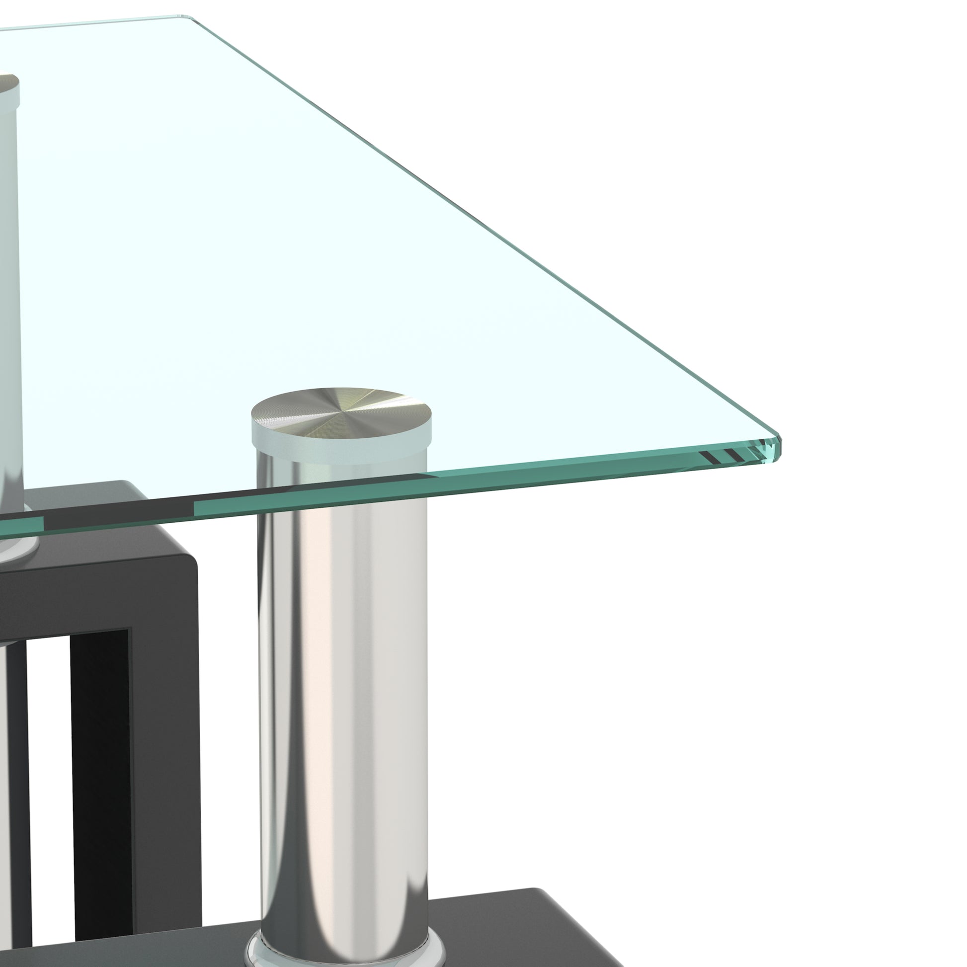 Set of 2, Modern Tempered Glass Tea Table Coffee Table End Table, Square Table for Living Room, Transparent/Black eprolo