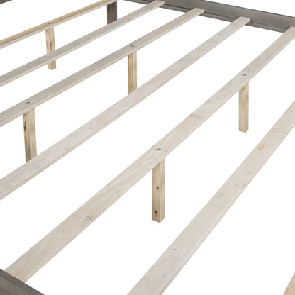 King Size Canopy Platform Bed with Headboard and Support Legs, Brown Wash - Shello's Creative Boutique