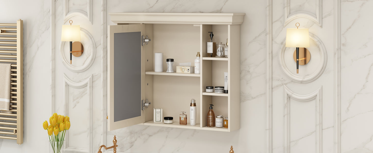35'' x 28'' Blue Wall Mounted Bathroom Storage Cabinet with Mirror Door, Modern Bathroom Wall Cabinet with Mirror eprolo