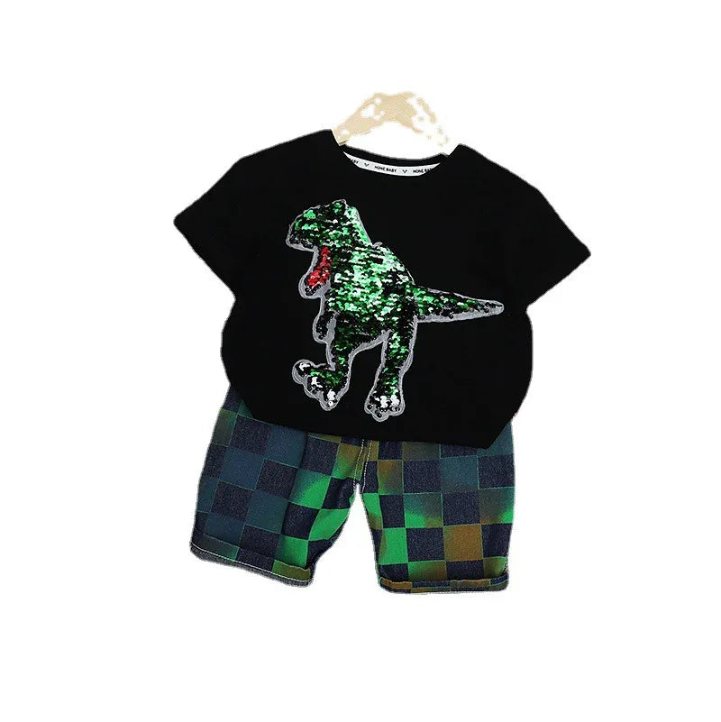 Children's Clothing Summer Suits New Fashionable Summer Handsome Baby Summer Short Sleeve Clothes Two-Piece Suit - Shello's Creative Boutique