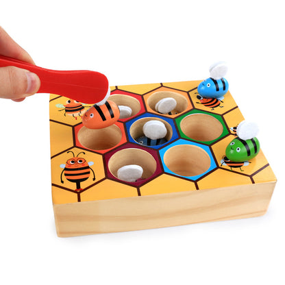 Logwood baby wooden Novelty & Gag Toys Beehive game learning Education toy Bee table game Children gifts eprolo