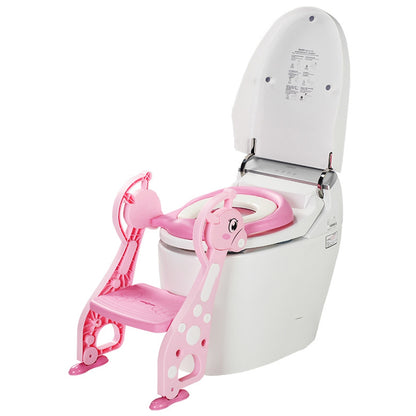 Folding Baby Potty Training Toilet Seat - Adjustable Ladder Chair with Soft Cushion