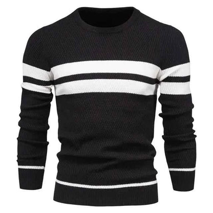 New Autumn Pullover Men's O-neck Patchwork Long Sleeve Warm Slim Sweaters Casual Fashion Sweater
