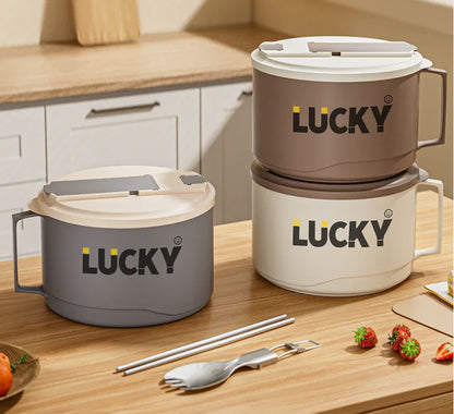 Large capacity 316 stainless steel anti-scalding drainable instant noodle bowl with cutlery lunch box - Shello's Creative Boutique