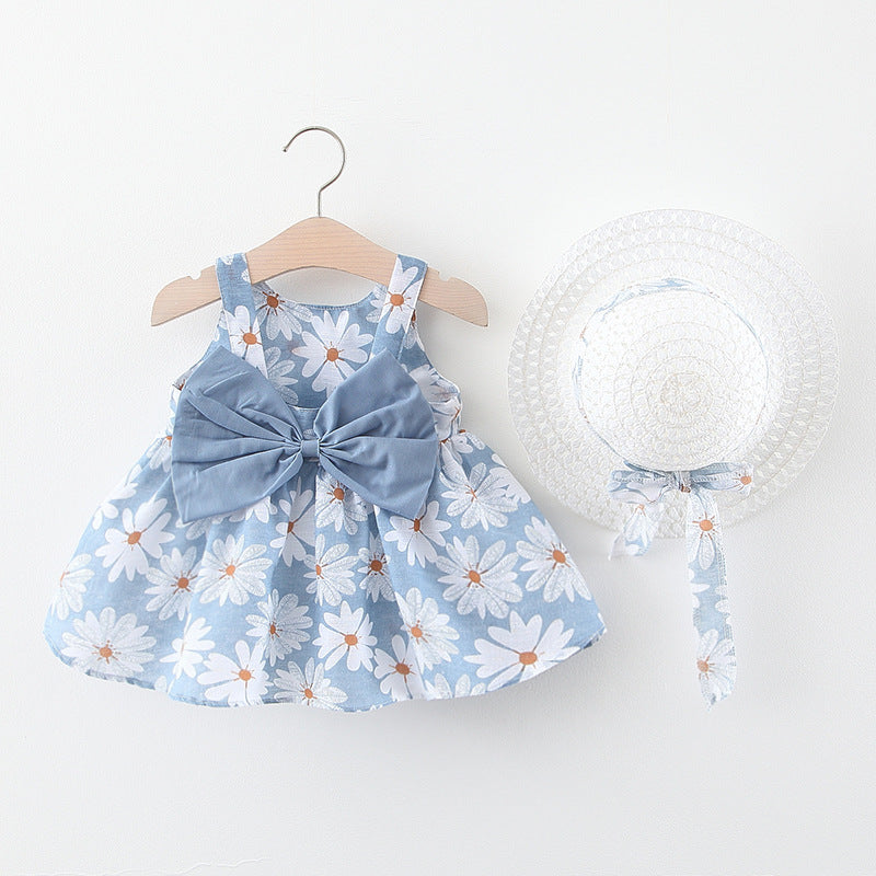 Summer New Girl Baby Vest Skirt Princess Dress 1-4 Years Old Chest Big Bow Flower Skirt Shello Creative Boutique