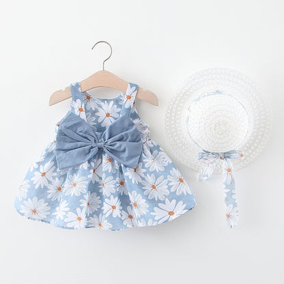 Summer New Girl Baby Vest Skirt Princess Dress 1-4 Years Old Chest Big Bow Flower Skirt Shello Creative Boutique