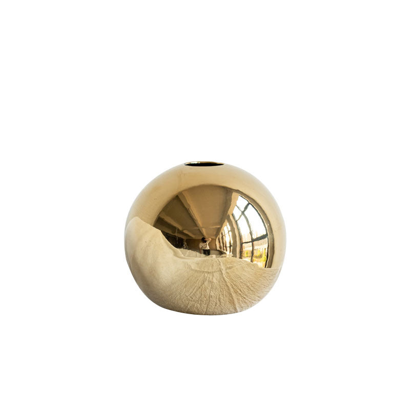 European Style Gold Plated Ceramic Vase Circular Model Room Wedding Decoration, Flower Arrangement, Vase Placement, Jewelry eprolo
