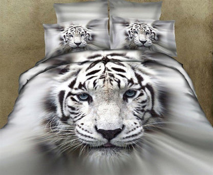 3D white tiger animal twin king full double bedclothes pillowcase duvet cover set bedding set eprolo