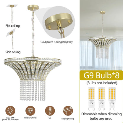 8-Light 23.6" Wide Crystal Waterfall Chandelier - Shello's Creative Boutique