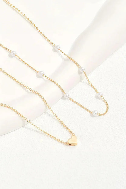 Gold Pearl Heart Chain Necklace – Elegant Pendant Jewelry for Women - Shello's Creative Boutique